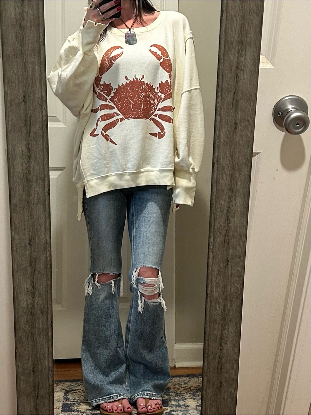 NWT We The Free Graphic Camden Pullover in Crab Print - Picture 2 of 16